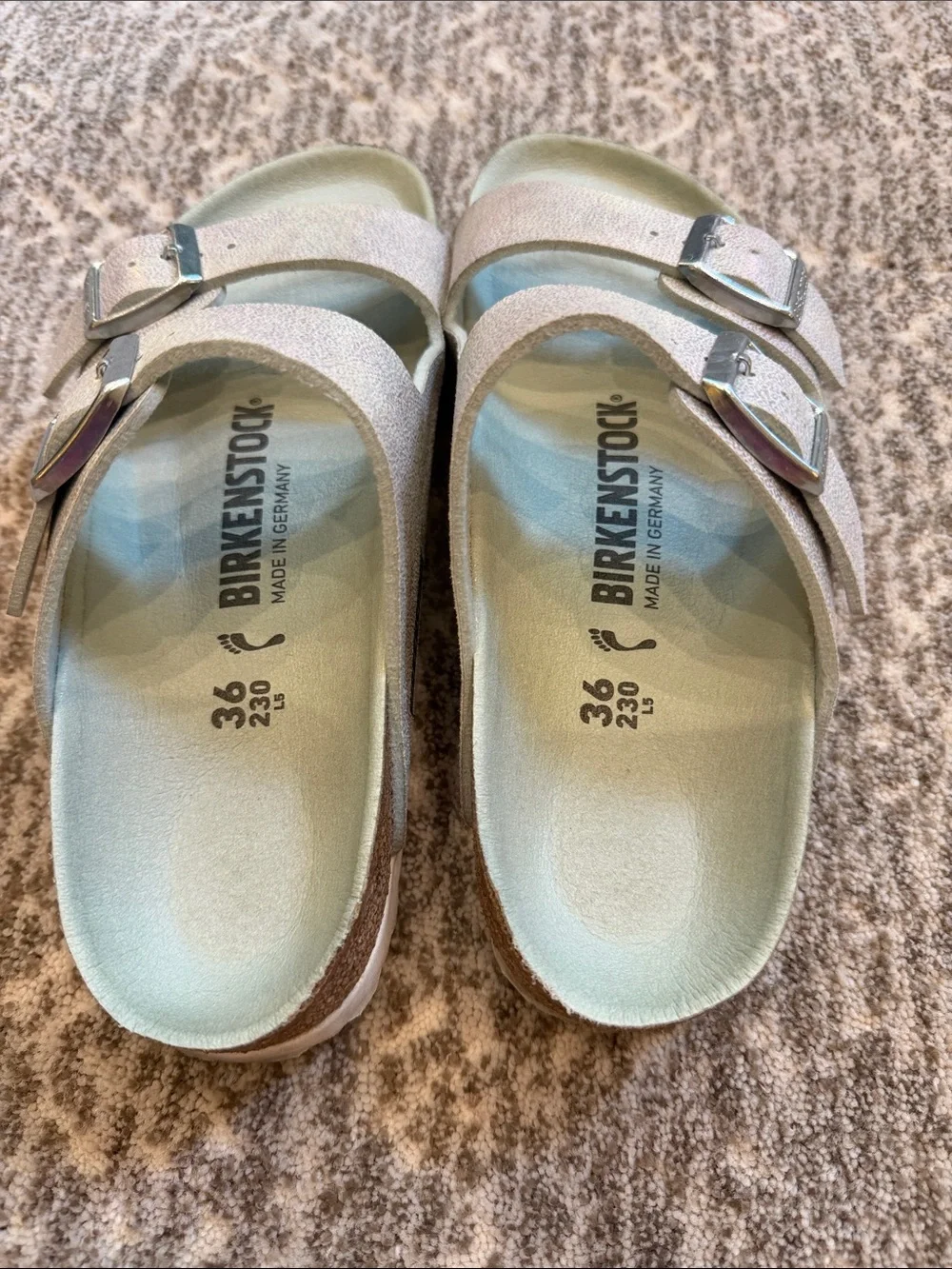 Birkenstock Kids Two-Strap Iridescent Sandals - Mint Footbed